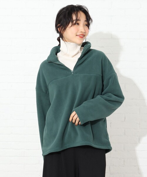 Cutie Blonde(キューティーブロンド)の「◆【S-L】ハーフジップフリース(Tシャツ/カットソー・レディース・オフホワイト/グリーン/サンドベージュ・02/01/03)」の3枚目の写真