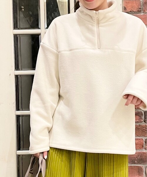 Cutie Blonde(キューティーブロンド)の「◆【S-L】ハーフジップフリース(Tシャツ/カットソー・レディース・オフホワイト/グリーン/サンドベージュ・02/01/03)」の4枚目の写真