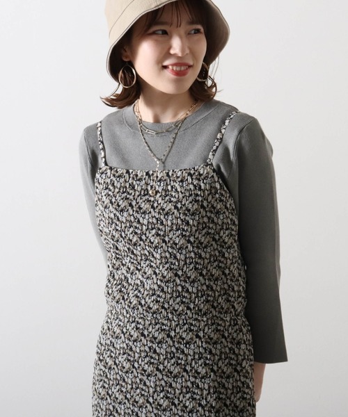 Cheek(チーク)の「リブニット+花柄キャミワンピース(ワンピース・レディース・アイボリー/ブルー/ブラック・MEDIUM)」の6枚目の写真