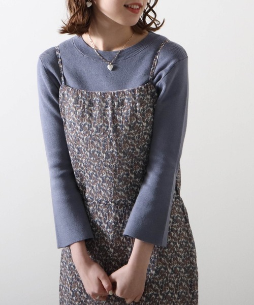 Cheek(チーク)の「リブニット+花柄キャミワンピース(ワンピース・レディース・アイボリー/ブルー/ブラック・MEDIUM)」の15枚目の写真