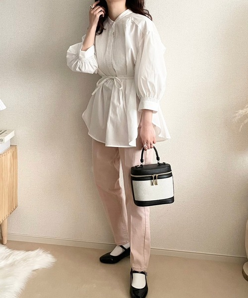 ECRIRE(エクリール)の「【TOMOコラボ】ピンタックボリュームスリーブブラウス(シャツ/ブラウス・レディース・ブラック/ベージュ/オフホワイト/モカ・M/L)」の6枚目の写真