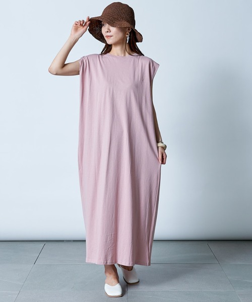 MAISON BREEZE(メゾンブリーズ)の「サラッと1枚で楽ちん♪【MAISON BREEZE】シンプルノースリーブカットソーワンピース SCCH65(ワンピース・レディース・ブラック/ベージュ/ピンク/オレンジ・FREE)」の10枚目の写真