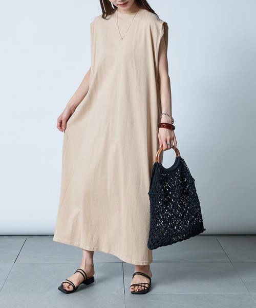 MAISON BREEZE(メゾンブリーズ)の「サラッと1枚で楽ちん♪【MAISON BREEZE】シンプルノースリーブカットソーワンピース SCCH65(ワンピース・レディース・ブラック/ベージュ/ピンク/オレンジ・FREE)」の14枚目の写真