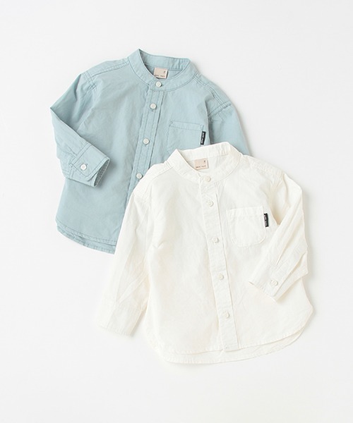 petit main（プティマイン）の「スタンドカラーシャツ（シャツ/ブラウス・キッズ・ホワイト/ブルー・80ｃｍ/90cm/110cm/100cm/120cm/130cm）」の4枚目の写真