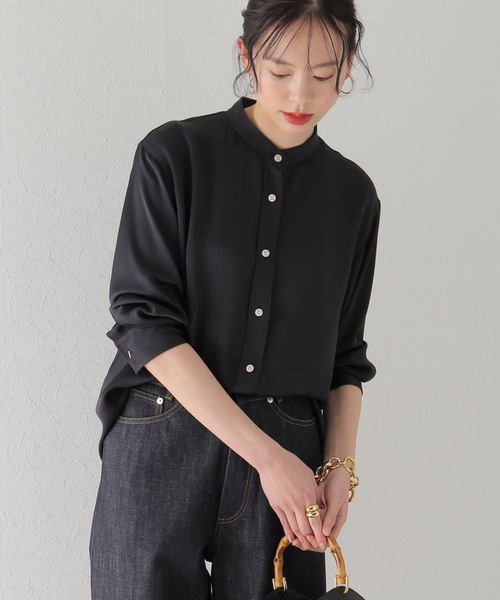 plage（プラージュ）の「satin plain シャツ◆（シャツ/ブラウス・レディース・アイボリー/ブラック・FREE）」の2枚目の写真