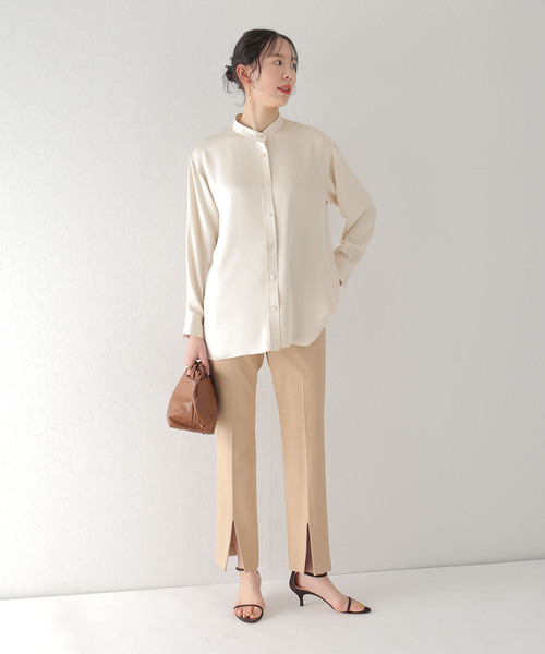 plage（プラージュ）の「satin plain シャツ◆（シャツ/ブラウス・レディース・アイボリー/ブラック・FREE）」の5枚目の写真