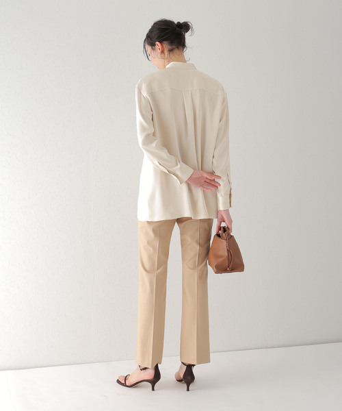 plage（プラージュ）の「satin plain シャツ◆（シャツ/ブラウス・レディース・アイボリー/ブラック・FREE）」の6枚目の写真