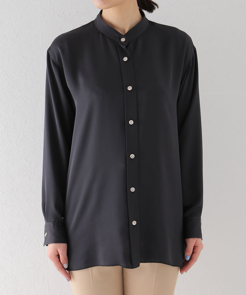 plage（プラージュ）の「satin plain シャツ◆（シャツ/ブラウス・レディース・アイボリー/ブラック・FREE）」の7枚目の写真
