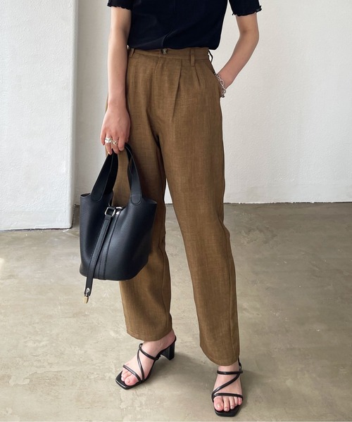 Shelly island（シェリーアイランド）の「リネンライクテーパードパンツ（その他パンツ・レディース・ベージュ/イエロー/オレンジ/モカ・FREE）」の2枚目の写真