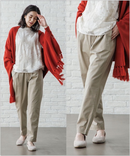 SHOO・LA・RUE（シューラルー）の「◆【洗える/美脚シルエット】イージー テーパードパンツ（その他パンツ・レディース・ベージュ/アイボリー/ネイビー/ピンク系/ブラック/オリーブ/マスタード/ダークブラウン・03/02/10/04/01/05）」の4枚目の写真