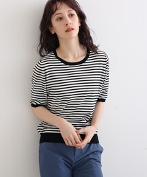 INDIVI | 【洗える/UVケア/アンサンブル可能】5分袖クルーネックニット(ニット/セーター)