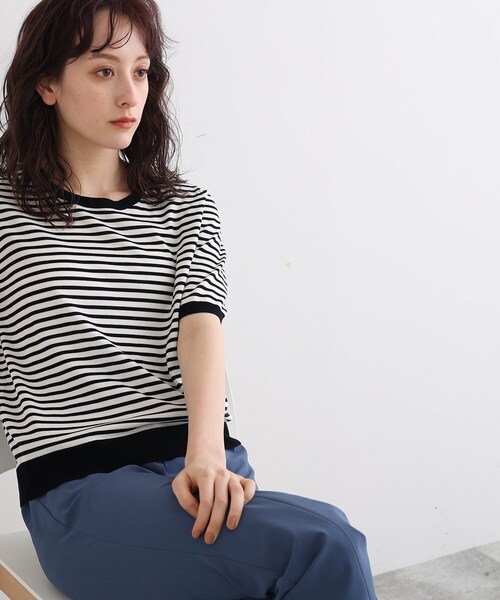 INDIVI(インディヴィ)の「◆【洗える/UVケア/アンサンブル可能】5分袖クルーネックニット(ニット/セーター・レディース・ブラック/オレンジ/ブルー/ナチュラル/ホワイト系5・40/38/34/05/15 /13/19)」の14枚目の写真