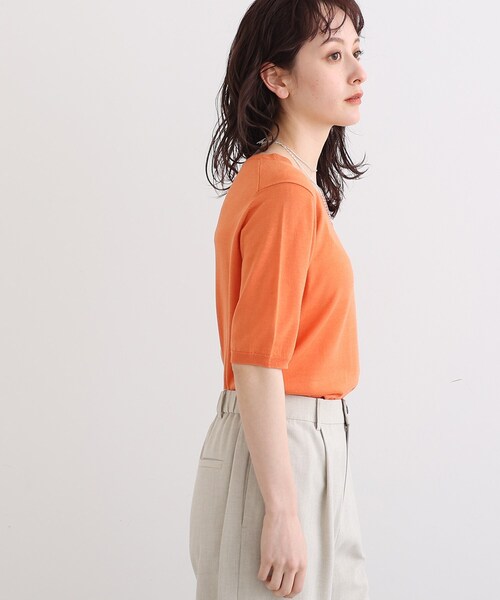 INDIVI(インディヴィ)の「◆【洗える/UVケア/アンサンブル可能】5分袖クルーネックニット(ニット/セーター・レディース・ブラック/オレンジ/ブルー/ナチュラル/ホワイト系5・40/38/34/05/15 /13/19)」の9枚目の写真