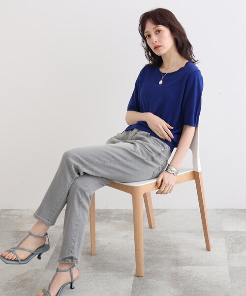 INDIVI(インディヴィ)の「◆【洗える/UVケア/アンサンブル可能】5分袖クルーネックニット(ニット/セーター・レディース・ブラック/オレンジ/ブルー/ナチュラル/ホワイト系5・40/38/34/05/15 /13/19)」の6枚目の写真