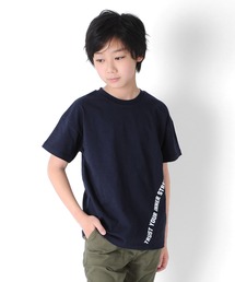 GLAZOS（グラソス）の「天竺・USAコットン ドロップショルダー斜め切替プリント半袖Tシャツ（Tシャツ/カットソー・キッズ）」