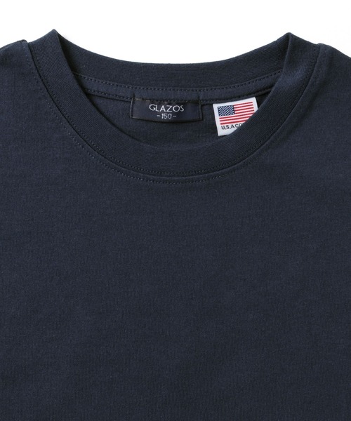 GLAZOS（グラソス）の「天竺・USAコットン ドロップショルダー斜め切替プリント半袖Tシャツ（Tシャツ/カットソー・キッズ・ホワイト/ネイビー/カーキ・130cm/140cm/150cm/160cm/170cm）」の13枚目の写真