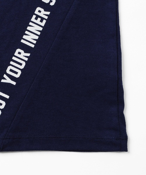 GLAZOS（グラソス）の「天竺・USAコットン ドロップショルダー斜め切替プリント半袖Tシャツ（Tシャツ/カットソー・キッズ・ホワイト/ネイビー/カーキ・130cm/140cm/150cm/160cm/170cm）」の17枚目の写真