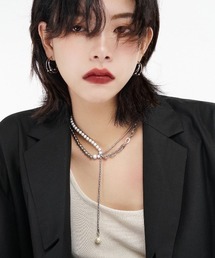 MANGROVE | アシンメトリーパールチェーンネックレス(ネックレス)