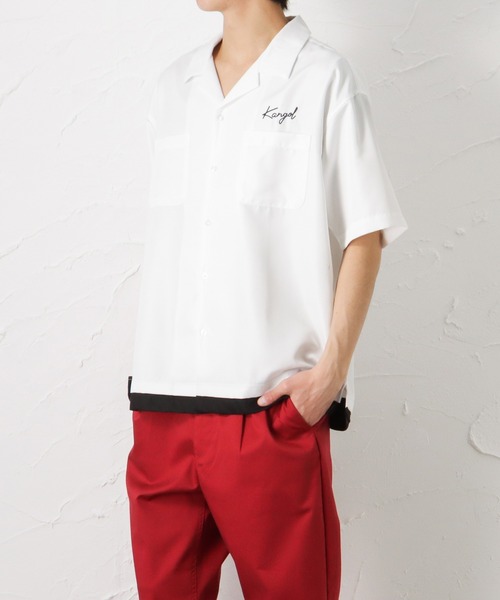 KANGOL(カンゴール)の「KANGOL カンゴール フェイクレイヤードオープンカラー半袖シャツ(シャツ/ブラウス・メンズ・グレイッシュベージュ/ブラック/ホワイト・M/XL/L)」の10枚目の写真