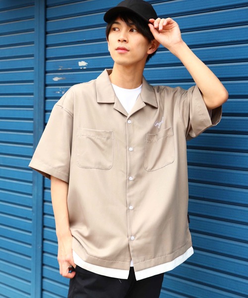 KANGOL(カンゴール)の「KANGOL カンゴール フェイクレイヤードオープンカラー半袖シャツ(シャツ/ブラウス・メンズ・グレイッシュベージュ/ブラック/ホワイト・M/XL/L)」の5枚目の写真