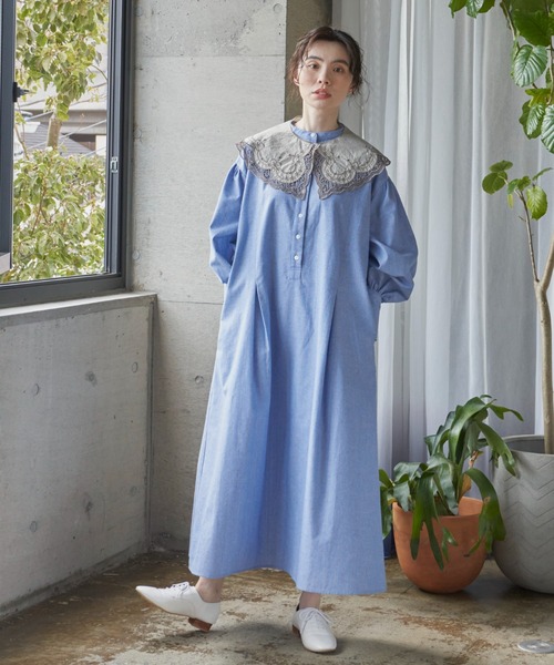 Libra Cue（リブラ キュー）の「ストライプボリュームスリーブワンピース（ワンピース・レディース・ホワイト/ブルー・FREE）」の13枚目の写真