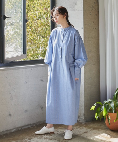 Libra Cue（リブラ キュー）の「ストライプボリュームスリーブワンピース（ワンピース・レディース・ホワイト/ブルー・FREE）」の5枚目の写真