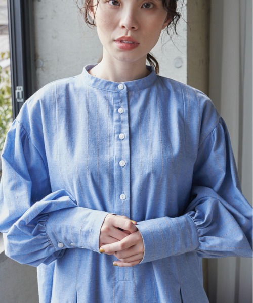 Libra Cue（リブラ キュー）の「ストライプボリュームスリーブワンピース（ワンピース・レディース・ホワイト/ブルー・FREE）」の21枚目の写真