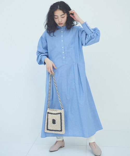 Libra Cue（リブラ キュー）の「ストライプボリュームスリーブワンピース（ワンピース・レディース・ホワイト/ブルー・FREE）」の18枚目の写真