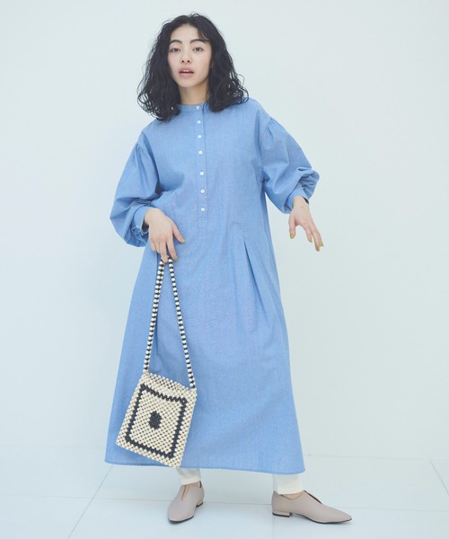 Libra Cue（リブラ キュー）の「ストライプボリュームスリーブワンピース（ワンピース・レディース・ホワイト/ブルー・FREE）」の14枚目の写真