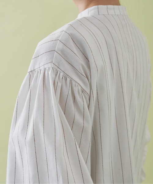 Libra Cue（リブラ キュー）の「ストライプボリュームスリーブワンピース（ワンピース・レディース・ホワイト/ブルー・FREE）」の20枚目の写真