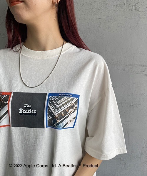 The Beatles（ザビートルズ）の「[THE BEATLES/ザ ビートルズ] レコードプリント ビッグシルエットTシャツ（Tシャツ/カットソー・レディース・オフホワイト/チャコール・M/L/XL）」の16枚目の写真