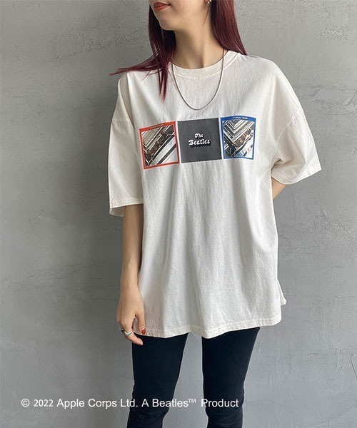 The Beatles（ザビートルズ）の「[THE BEATLES/ザ ビートルズ] レコードプリント ビッグシルエットTシャツ（Tシャツ/カットソー・レディース・オフホワイト/チャコール・M/L/XL）」の8枚目の写真