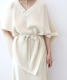 DRESSLAVE | knit poncho×satin layered dress(バイカラーニットポンチョ付きサテンレイヤードワンピース)(ワンピース)