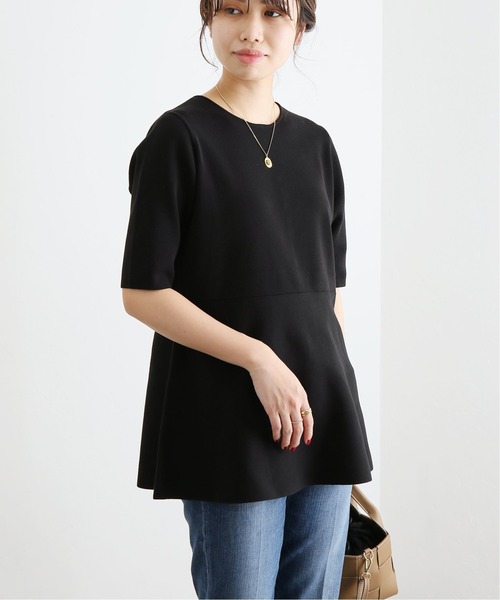 La TOTALITE✨バックパールペプラムハーフスリーブプルオーバー　ブラック La TOTALITE（ラトータリテ）の「バックパールペプラムハーフ