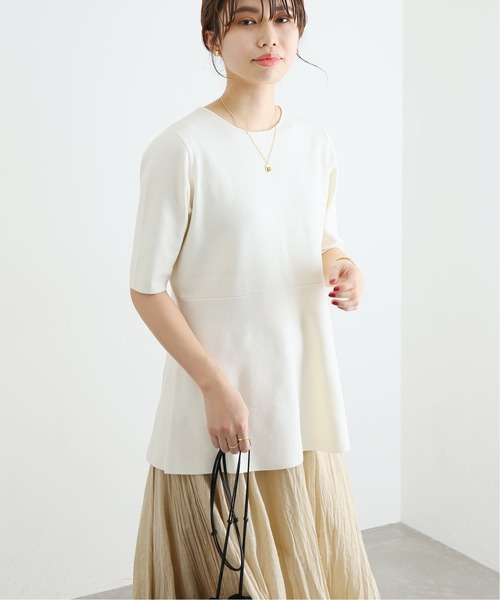 La TOTALITE✨バックパールペプラムハーフスリーブプルオーバー　ブラック La TOTALITE（ラトータリテ）の「バックパールペプラムハーフ