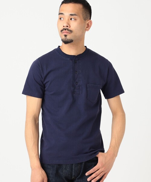 REMI RELIEF（レミレリーフ）の「REMI RELIEF × BEAMS PLUS / 別注 Henley Neck Pocket T-shirt（Tシャツ/カットソー・メンズ・ホワイト/ネイビー・SMALL/LARGE/MEDIUM/X-LARGE）」の18枚目の写真