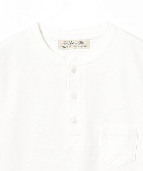 REMI RELIEF（レミレリーフ）の「REMI RELIEF × BEAMS PLUS / 別注 Henley Neck Pocket T-shirt（Tシャツ/カットソー・メンズ・ホワイト/ネイビー・SMALL/LARGE/MEDIUM/X-LARGE）」の10枚目の写真
