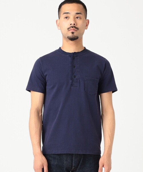 REMI RELIEF（レミレリーフ）の「REMI RELIEF × BEAMS PLUS / 別注 Henley Neck Pocket T-shirt（Tシャツ/カットソー・メンズ・ホワイト/ネイビー・SMALL/LARGE/MEDIUM/X-LARGE）」の8枚目の写真