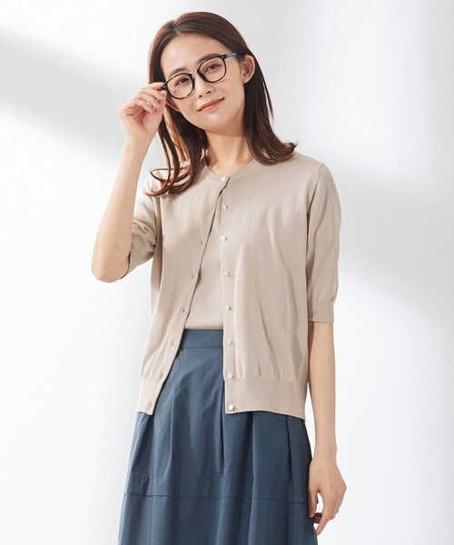 J.PRESS Ladies(J.プレス レディス)の「【洗える・抗菌防臭】コットンアセテート カーディガン(カーディガン/ボレロ・レディース・ホワイト系1/ライトグリーン系/ベージュ系/ピンク系/ネイビー系・SMALL)」の4枚目の写真