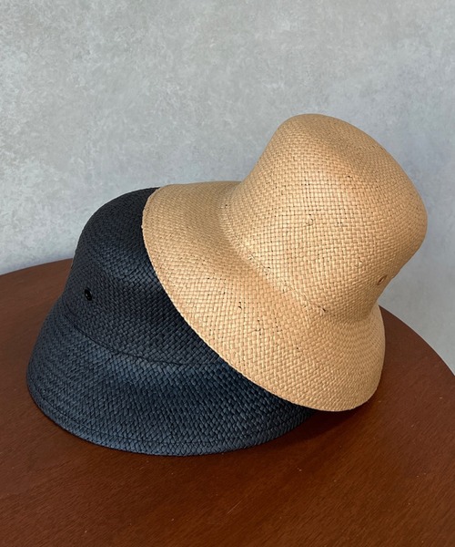 DouDou(ドゥドゥ)の「ペーパー手織りバケット風ハット(ハット・レディース・ブラック/ブラウン・FREE)」の6枚目の写真