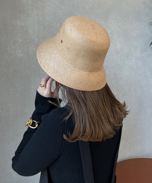 DouDou(ドゥドゥ)の「ペーパー手織りバケット風ハット(ハット・レディース・ブラック/ブラウン・FREE)」の10枚目の写真