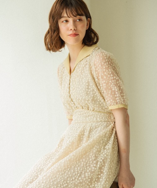 idem（イデム）の「botanical lace onepiece/ボタニカル総レースワンピース（ワンピース・レディース・ブラック/アイボリー・FREE）」の10枚目の写真