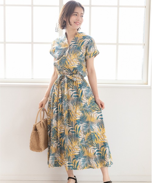 PREFERIR（プレフェリール）の「【Feliz】エスニックプリント バンドカラーワンピース.（シャツワンピース・レディース・ネイビー/イエロー・LARGE/MEDIUM/SMALL）」の14枚目の写真