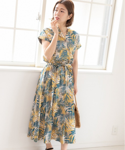 PREFERIR（プレフェリール）の「【Feliz】エスニックプリント バンドカラーワンピース.（シャツワンピース・レディース・ネイビー/イエロー・LARGE/MEDIUM/SMALL）」の16枚目の写真