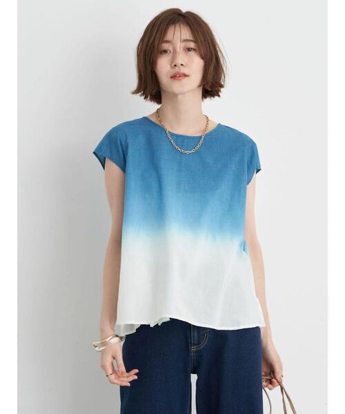 earth music&ecology(アースミュージックアンドエコロジー)の「段染めブラウス(Tシャツ/カットソー・レディース・ベージュ/ブルーグリーン・FREE)」の19枚目の写真