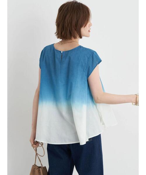 earth music&ecology(アースミュージックアンドエコロジー)の「段染めブラウス(Tシャツ/カットソー・レディース・ベージュ/ブルーグリーン・FREE)」の21枚目の写真