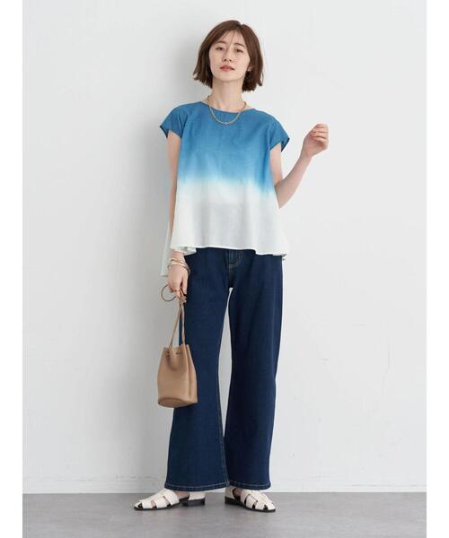 earth music&ecology(アースミュージックアンドエコロジー)の「段染めブラウス(Tシャツ/カットソー・レディース・ベージュ/ブルーグリーン・FREE)」の22枚目の写真