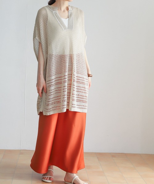 URBAN RESEARCH DOORS（アーバンリサーチドアーズ）の「メッシュ柄ニットベスト（ニット/セーター・レディース・ブラック/ベージュ・MEDIUM）」の20枚目の写真