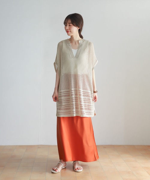 URBAN RESEARCH DOORS（アーバンリサーチドアーズ）の「メッシュ柄ニットベスト（ニット/セーター・レディース・ブラック/ベージュ・MEDIUM）」の8枚目の写真