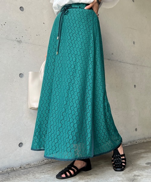 Chez toi（シェトワ）の「パイピングレーススカート（スカート・レディース・ブラック/グリーン/アイボリー・FREE）」の12枚目の写真
